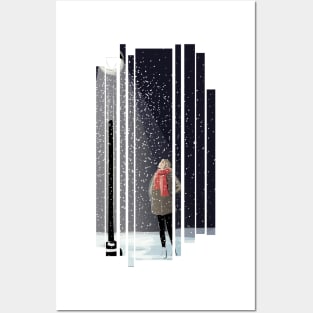 Girl in snowy weather Posters and Art